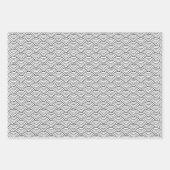 Monochrome zwarte witte grijze Japanse golf Inpakpapier Vel (Voorkant)