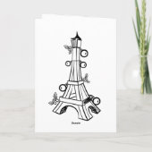 Monochrome zwarte, witte olifantenkerst feestdagen kaart (Achterkant)