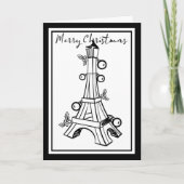 Monochrome zwarte, witte olifantenkerst feestdagen kaart (Voorkant)