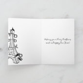 Monochrome zwarte, witte olifantenkerst feestdagen kaart (Binnen)