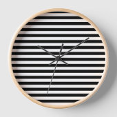 MONOCHROME ZWARTE WITTE STRIPE FRAMED CLOCK (Voorkant)