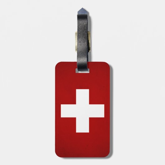 Monochrome Zwitserse vlag Bagagelabel (Achterkant verticaal)