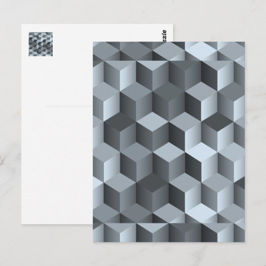 Monochroom 3D-kubusontwerp Briefkaart (Voorkant / Achterkant)