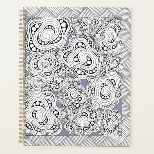 Monochroom Abstract Floral Notitieboek (Voorkant)