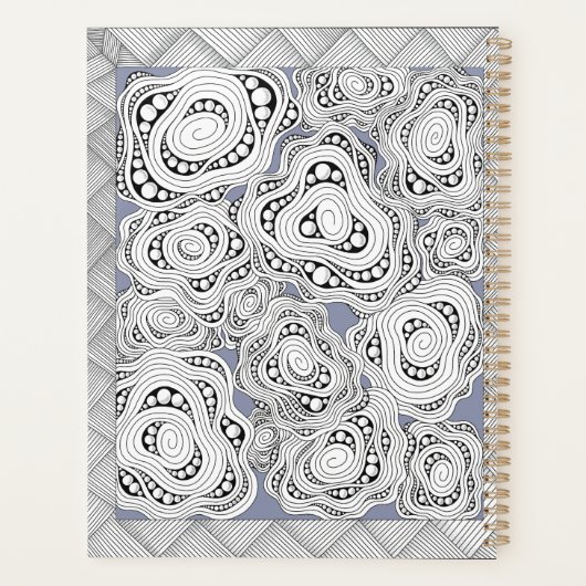 Monochroom Abstract Floral Notitieboek (Achterkant)