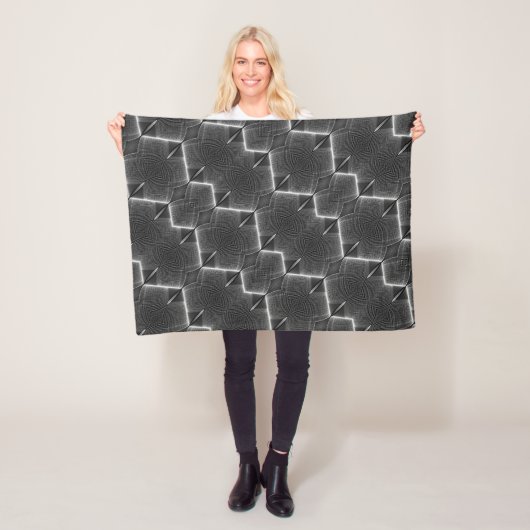 Monochroom Abstract Geometrisch Golf Fleece Deken (In situ)