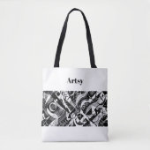 Monochroom: Abstract Geometrisch Hoog Contrast Tote Bag (Voorkant)