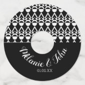 Monochroom Abstract Mid Century- Naam van het paar Wijnglaslabel (Voorkant)