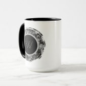 Monochroom Abstract Penseelstreek Monogram Mok (Voorkant links)
