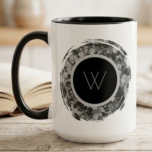 Monochroom Abstract Penseelstreek Monogram Mok