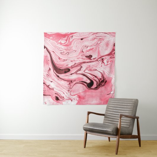 Monochroom Abstract water Paintborstel, Red Futuri Wandkleed (In situ)