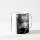 monochroom anime meisje koffiemok (Voorkant rechts)