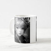 monochroom anime meisje koffiemok (Voorkant links)