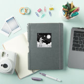 Monochroom astronaut met ballonplaneet sticker (iPad Cover)