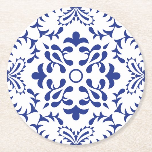 Monochroom Azulejo Ronde Onderzetter (Voorkant)