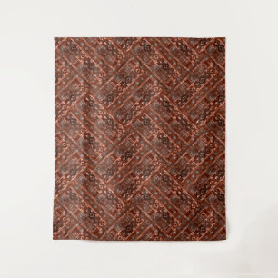 Monochroom beige bruin etnisch patroon. wandkleed