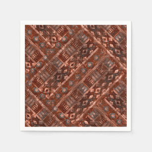 Monochroom beige bruine etnische patroon. servet