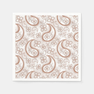 Monochroom beige en wit paisley motief. servet
