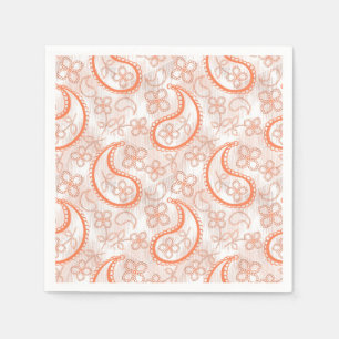 Monochroom beige wit sinaasappel paisley patroon. servet