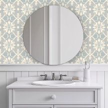 Monochroom Blauw Bloemmotief