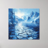 Monochroom Blauwe Abstracte Arctische Landschap Canvas Afdruk (Voorkant)