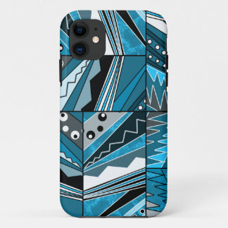 Monochroom blauwe etnische ornament. Case-Mate iPhone case