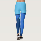 Monochroom Blauwe tinten Strepen Kleurenblok Leggings (Achterkant)