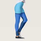 Monochroom Blauwe tinten Strepen Kleurenblok Leggings (Rechts)