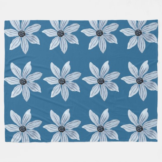 monochroom bloeipatroon fleece deken (Voorkant (Horizontaal))