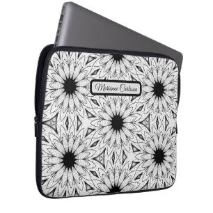 Monochroom Bloem Patroon Laptop Sleeve