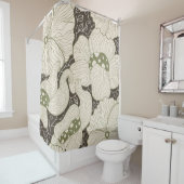 Monochroom Bloemen Art Nouveau Naadloos Douchegordijn (In situ)