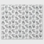 Monochroom bloemen inpakpapier (Vlak)