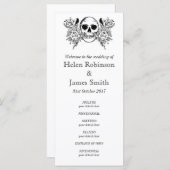 Monochroom Bloemen schedel tattoo bruiloft program Programmakaart (Voorkant / Achterkant)