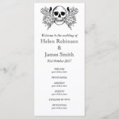 Monochroom Bloemen schedel tattoo bruiloft program Programmakaart (Voorkant)