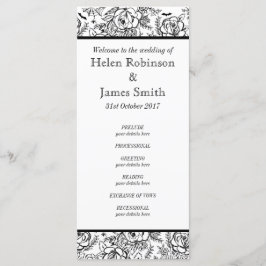 Monochroom Bloemen tattoo bruiloft programma Programmakaart