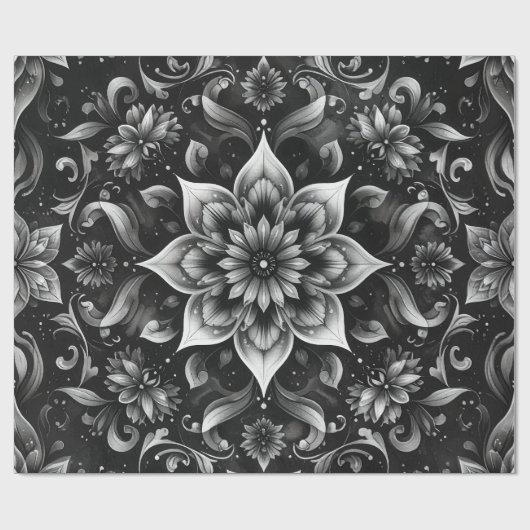  monochroom bloemeninpakpapier cadeaupapier (Vlak)