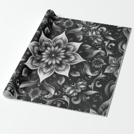  monochroom bloemeninpakpapier cadeaupapier
