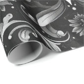  monochroom bloemeninpakpapier cadeaupapier (Rol Hoek)
