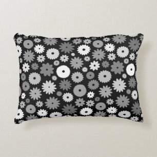 Monochroom Bloemenpatroon Accent Kussen