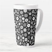 Monochroom Bloemenpatroon Latte Mok (Rechterhoek)