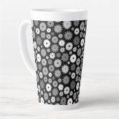 Monochroom Bloemenpatroon Latte Mok (Linkerhoek)