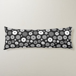 Monochroom Bloemenpatroon Lichaamskussen