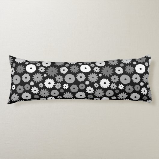 Monochroom Bloemenpatroon Lichaamskussen (Voorkant)