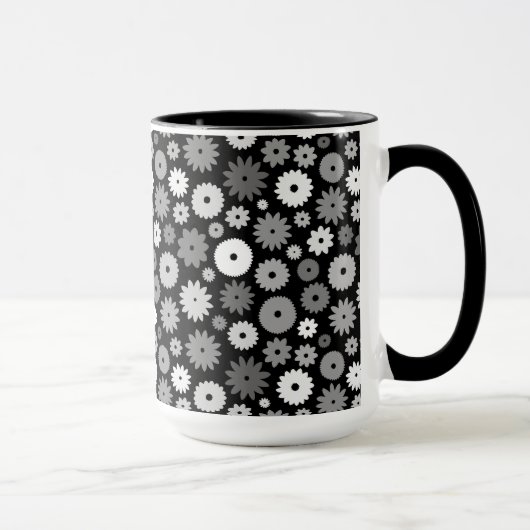 Monochroom Bloemenpatroon Mok (Rechts)