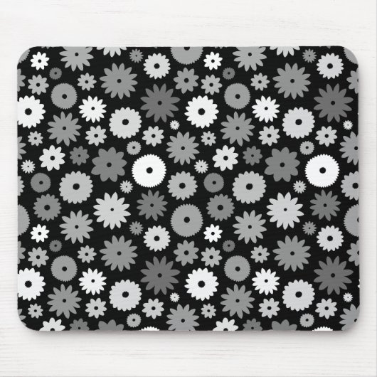 Monochroom Bloemenpatroon Muismat (Voorkant)