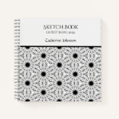 Monochroom bloemenpatroon Notitieboek (Voorkant)