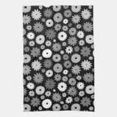 Monochroom Bloemenpatroon Theedoek (Verticaal)