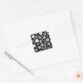 Monochroom Bloemenpatroon Vierkante Sticker (Envelop)