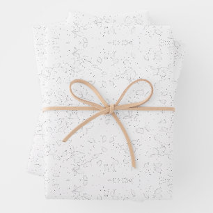 Monochroom Bloemmotief – Elegante Naadloze Kunst Inpakpapier Vel