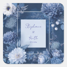 Monochroom Bloemmotief Marineblauw Wit Modern Vier